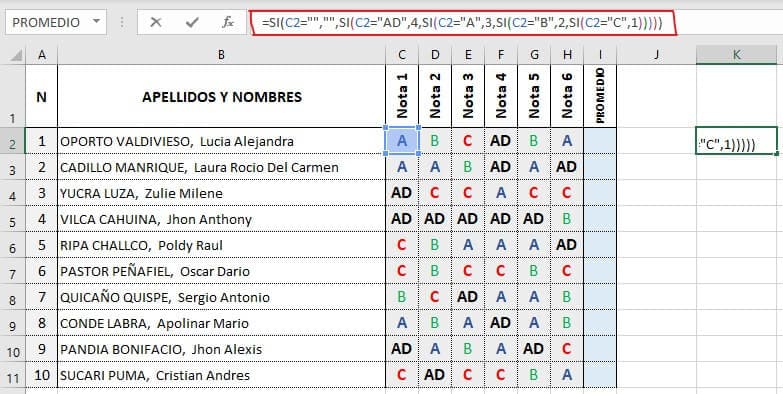 Aprende a sacar promedio de notas con letras - Tutorial
