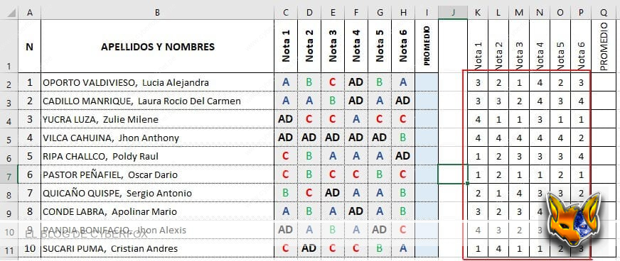 Aprende a sacar promedio de notas con letras - Tutorial